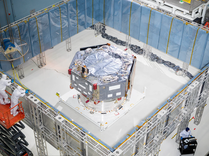 Top-down view of spacecraft bus